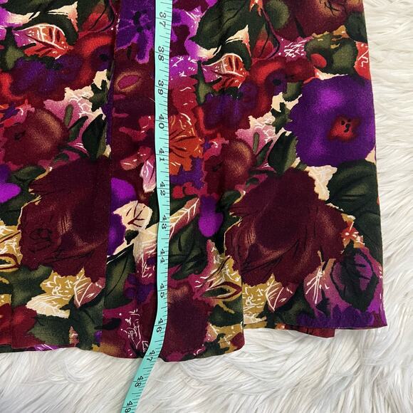 Vintage 90s No Boundaries Dark Floral Button Front Midi Dress Tie Back Dress - Picture 9 of 10